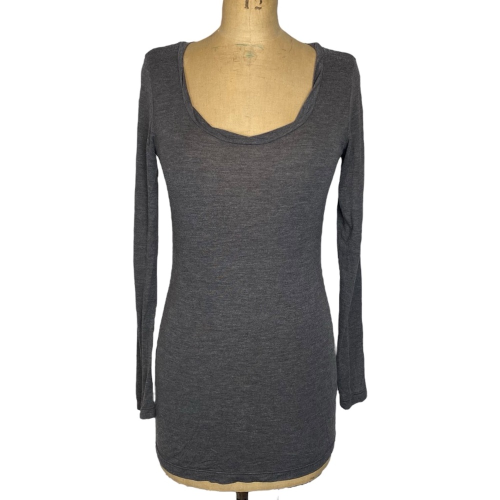 3/$30 Daftbird Dark Grey Pima Cotton Long Sleeve Top Size L
